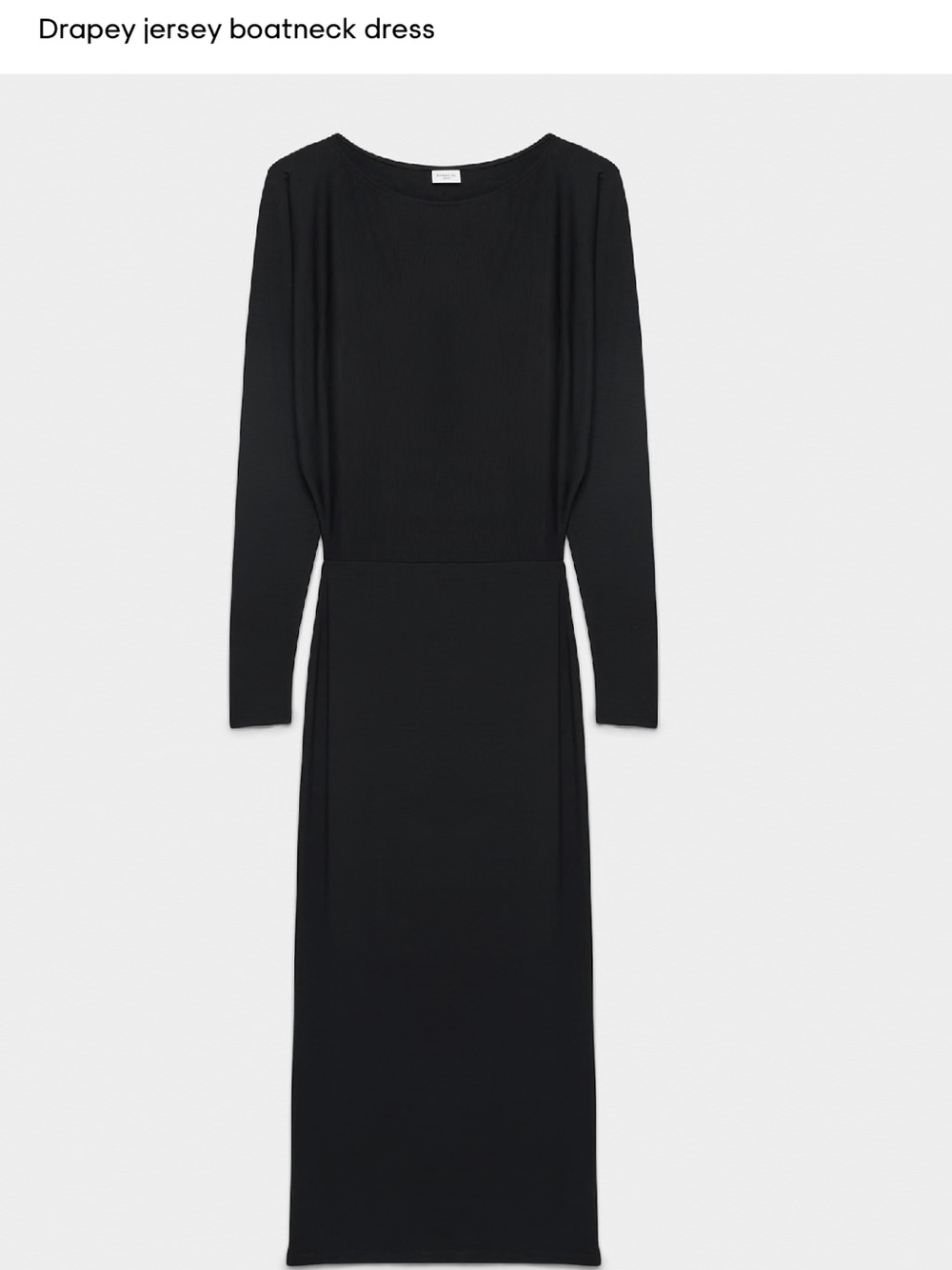 Aritzia Black Drapey Jersey Long-Sleeve Boatneck Dress